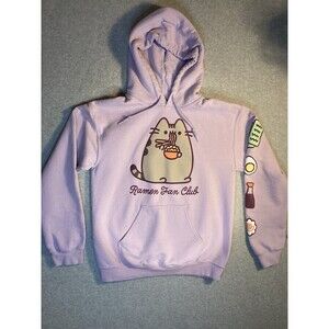Rare Pusheen Hoodie Ramen Fan Club Purple Sz S Oversized Plush Fleece Kawaii Cat